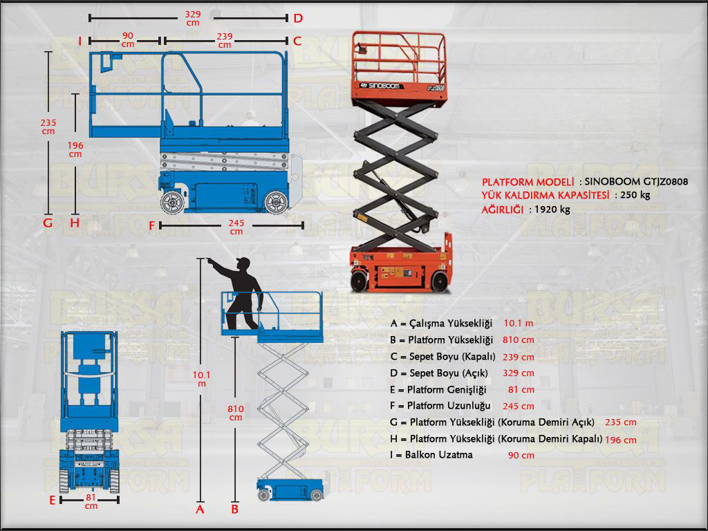 10 Metre Akülü Makaslı Platform