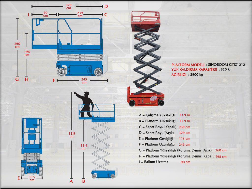 14 Metre Akülü Makaslı Platform